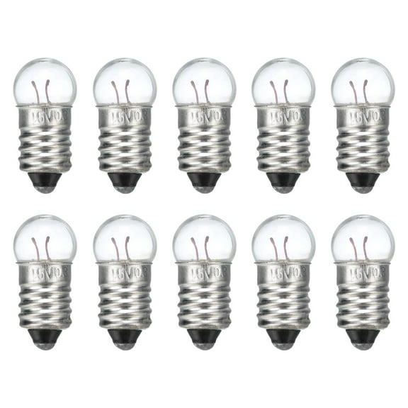 Uxcell 1.5V/0.3A E10 Mini Light Bulbs, 10Pcs Miniature Screw Bulbs Flashlight Bulbs Warm Yellow Light