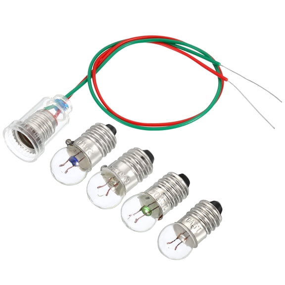 Uxcell 1.5V/2.5V/3.8V/6V E10 Light Mini Incandescent Bulbs with 4 Pack Lamp Holders 1 Set