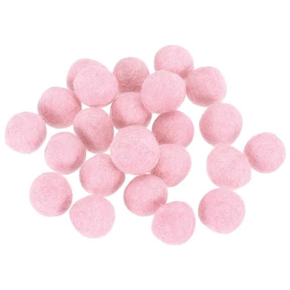 Uxcell 1.5cm/0.6" Wool Felt Beads, 25 Pcs Natural Wool Felt Bead Balls Handmade Pom Poms for Craft DIY Projects Felting Garland Home Decor Dream Catcher Party Pompom, Light Pink