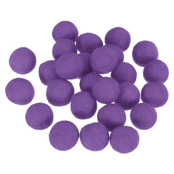 Uxcell 1.5cm/0.6" Wool Felt Beads, 25 Pcs Natural Wool Felt Bead Balls Handmade Pom Poms for Craft DIY Projects Felting Garland Home Decor Dream Catcher Party Pompom, Purple