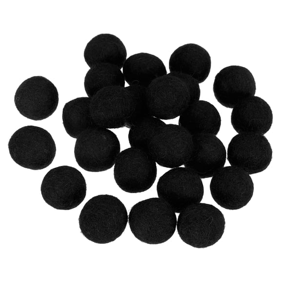 Uxcell 1.5cm/0.6" Wool Felt Beads, 25 Pcs Natural Wool Felt Bead Balls Handmade Pom Poms for Craft DIY Projects Felting Garland Home Decor Dream Catcher Party Pompom, Black