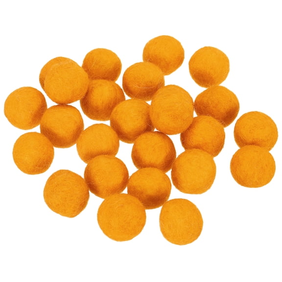 Uxcell 1.5cm/0.6" Wool Felt Beads, 25 Pcs Natural Wool Felt Bead Balls Handmade Pom Poms for Craft DIY Projects Felting Garland Home Decor Dream Catcher Party Pompom, Orange