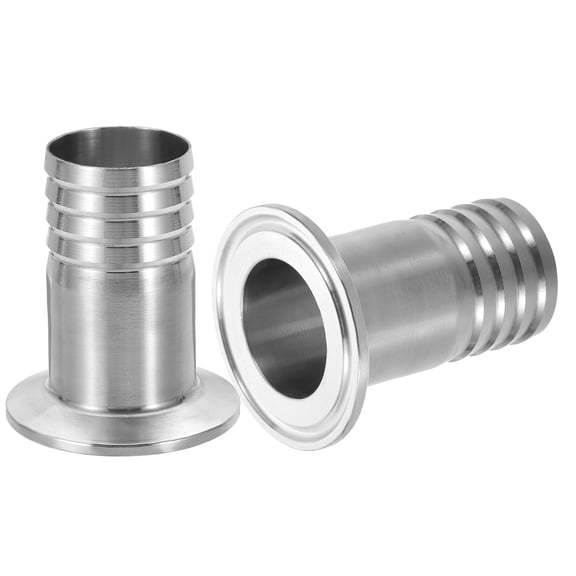 Uxcell 1.5in Tri Clamps to 1 1/4in Hose Barbed Adapter, 2pcs Tri Clamps Hose Barb Fitting 304 Stainless Steel Pipe for Brewery Winery Food Processing Equipment