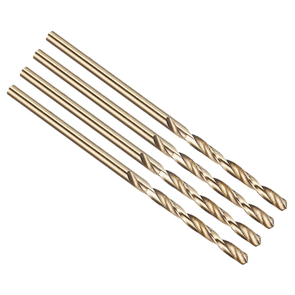 Uxcell 1.5mm Drill Bit, M42 8% Cobalt High-Speed Steel Jobber Straight Shank 135° Gold Finish for Hard Metal High-temperature Titanium Alloy - 4 Pack