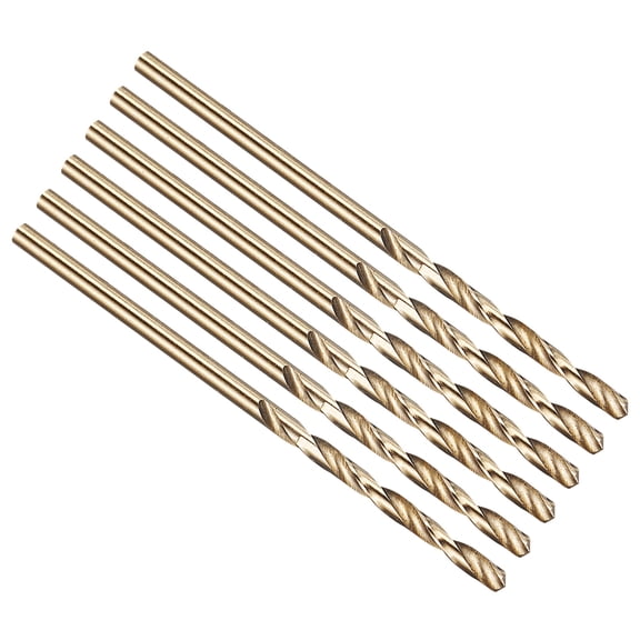 Uxcell 1.5mm Drill Bit, M42 8% Cobalt High-Speed Steel Jobber Straight Shank 135° Gold Finish for Hard Metal High-temperature Titanium Alloy - 6 Pack