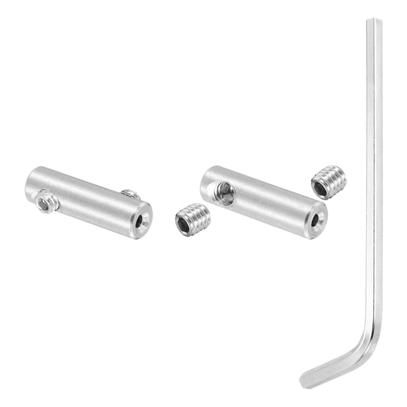Uxcell 1.5mm Hole Wire Rope Clips Set, 2 Pcs 304 Stainless Steel Double Holes Lock Cable Clamps Clip with M4 Hexagon Screws Spanner for Wire Rope Fitting, Silver