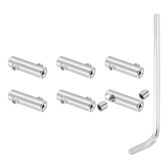 Uxcell 1.5mm Hole Wire Rope Clips Set, 6 Pcs 304 Stainless Steel Double Holes Lock Cable Clamps Clip with M4 Hexagon Screws Spanner for Wire Rope Fitting, Silver