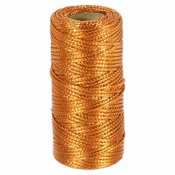 Uxcell 1.5mm Metallic String, 16 Ply Decorative Metallic Bakers Twine Thread Cord Rope for Gift Wrapping DIY Crafts Making Ornament Decor, Dark Gold Tone, 55Yards