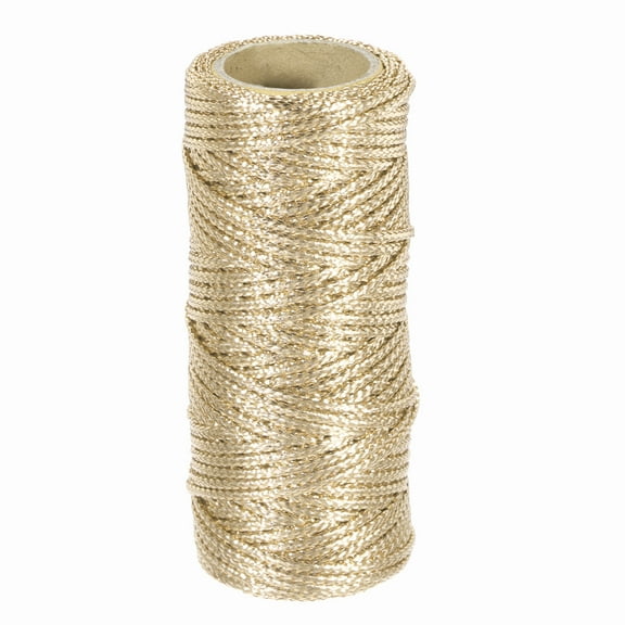 Uxcell 1.5mm Metallic String, 16 Ply Decorative Metallic Bakers Twine Thread Cord Rope for Gift Wrapping DIY Crafts Making Ornament Decor, Rose Gold, 55Yards