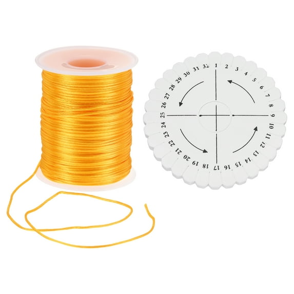 Uxcell 1.5mm x 109 Yards Satin String Cord Polyester Chinese Knotting Cord Beading String for DIY Trim, Golden