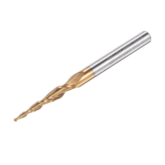 Uxcell 1.5mm x 6mm 8.44 Degree Angle TiSiN Coated Carbide 2 Flutes Tapered Ball Nose End Mill