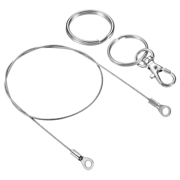 Uxcell 1.5mmx50cm 8 Pack Stainless Steel Lanyard Cable Security Wire Rope with 8 Pack Key-Ring 8 Pack Keychain