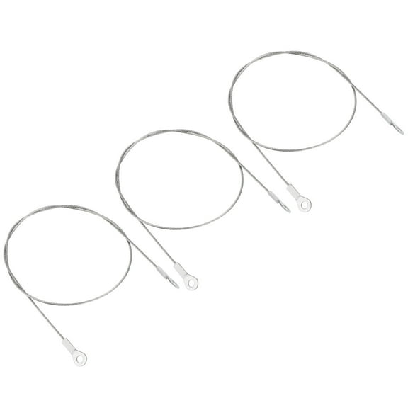 Uxcell 1.5mmx50cm Stainless Steel Security Cable 4mm ID Eyelets Ended Safety Wire Rope, 3 Pack