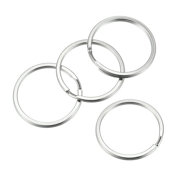 Uxcell 1.5x25mm Split Keychain Rings Round Flat Key Holder Carbon Steel Silver Tone 50 Pack