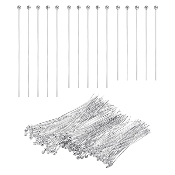 Uxcell 1.6/1.8/2Inch Ball Pins, Jewelry Making Headpins Straight Pins Findings Bendable for DIY Craft Bracelet Necklace Earring Pendant Making Supplies-600Pcs(Light Silver)