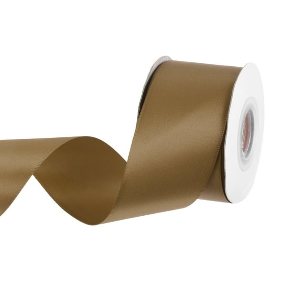 Uxcell 1.6" 10 Yard Double Faced Solid Satin Ribbon Polyester Fabric Light Brown