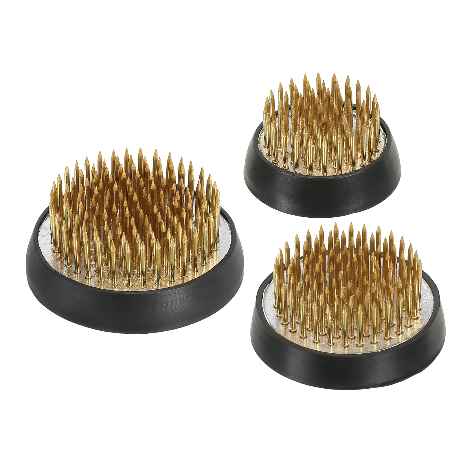 Uxcell 1.6"/2" Flower Frogs Ikebana Kenzan Flower Arranger Tool Brass Floral Frog Pin Holder Gold 3Pcs