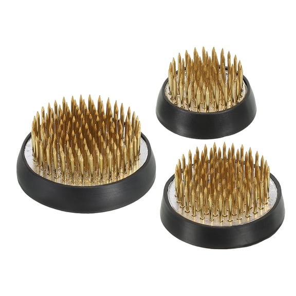 Uxcell 1.6"/2" Flower Frogs Ikebana Kenzan Flower Arranger Tool Brass Floral Frog Pin Holder Gold 3Pcs