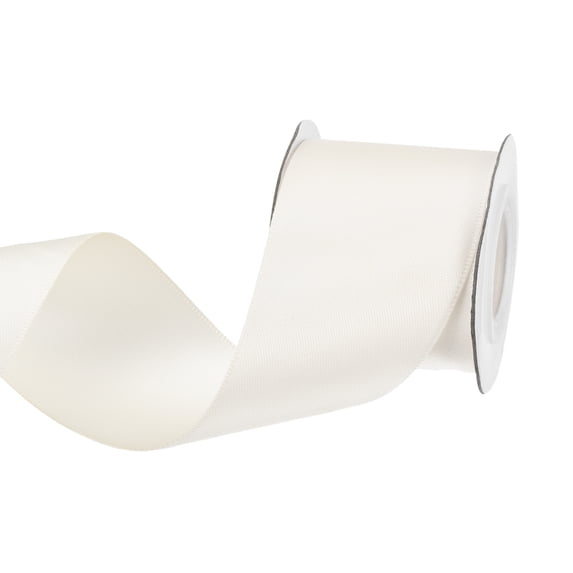 Uxcell 1.6" 5 Yard Double Faced Solid Satin Ribbon Polyester Fabric White