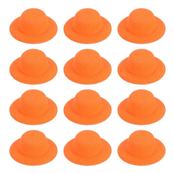 Uxcell 1.6 Inch Mini Formal Hats, 12 Pcs Miniature Doll Hats for Crafts, Orange