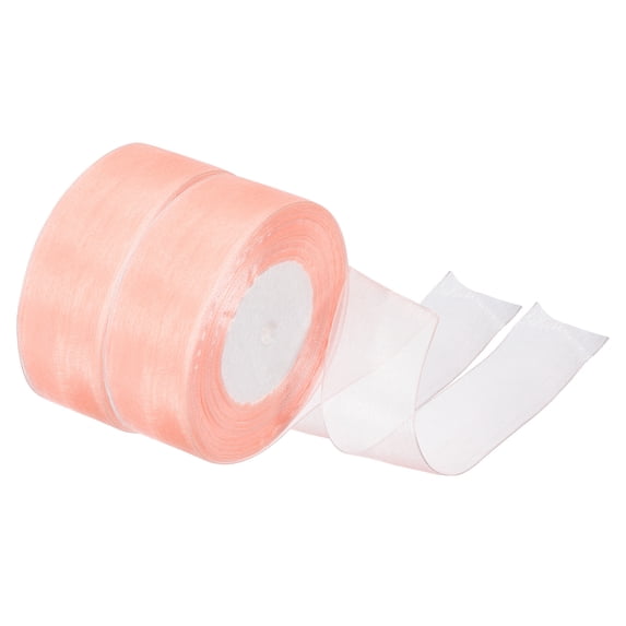 Uxcell 1.6 Inch Organza Ribbon 100 Yard Gift Wrapping Ribbon Champagne, 2 Roll (50Yard/Roll)