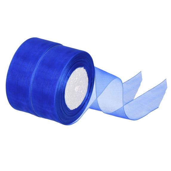 Uxcell 1.6 Inch Organza Ribbon 100 Yard Gift Wrapping Ribbon Dark Blue, 2 Roll (50Yard/Roll)