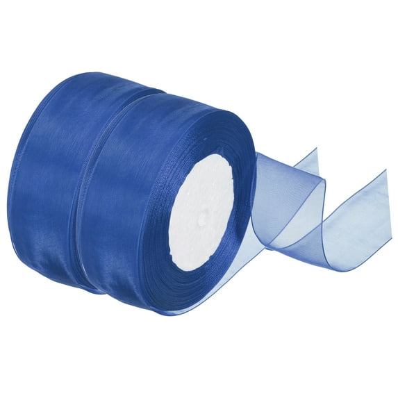 Uxcell 1.6 Inch Organza Ribbon 100 Yard Gift Wrapping Ribbon Grey Blue, 2 Roll (50Yard/Roll)