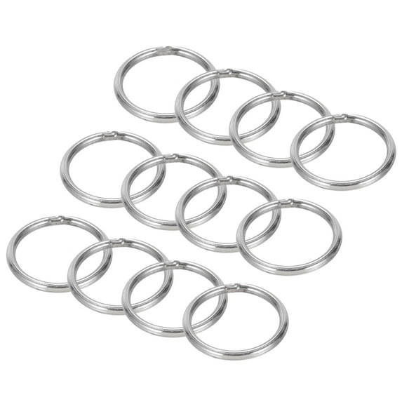 Uxcell 1.6" Metal O Rings, 12 Pcs 304 Stainless Steel Smooth Round Rings for Bags, Belts, 4mmx40mm