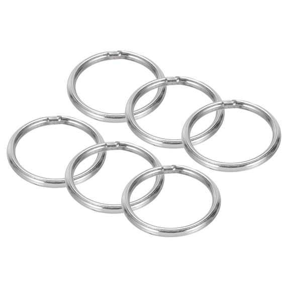 Uxcell 1.6" Metal O Rings, 6 Pcs 304 Stainless Steel Smooth Round Rings for Bags, Belts, 4mmx40mm
