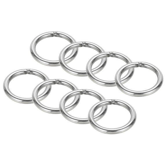 Uxcell 1.6" Metal O Rings, 8 Pcs 304 Stainless Steel Smooth Round Rings for Bags, Belts, 5mmx40mm