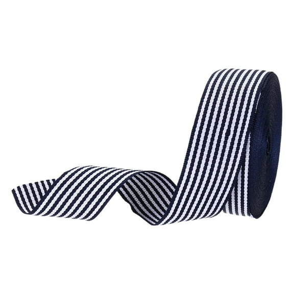 Uxcell 1.6" Navy and White Striped Grosgrain Ribbon, 10 Yard Polyester Fabric Stripe Craft Ribbon Double Faced Design for Bow Gift Wrapping DIY Making Christmas Decorations
