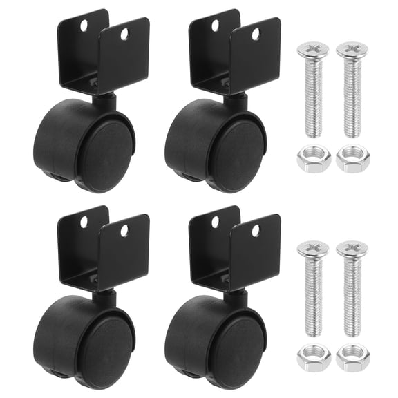 Uxcell 1.6" Nylon Swivel Caster Wheels 1" U-Clip Stem Caster Wheel 4 Set, 85mm Total Height 50mm Mounting Height, Light Duty with Screws for Office Cart Display Stand Home Furniture