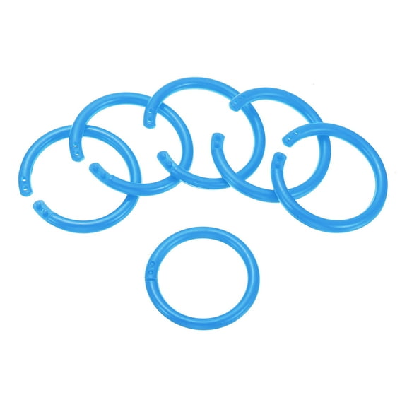 Uxcell 1.6" OD 1.3" ID Loose Leaf Rings Binder Ring Plastic O Rings for Book Scrapbook, Blue 25 Pack