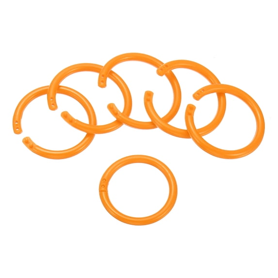 Uxcell 1.6" OD 1.3" ID Loose Leaf Rings Binder Ring Plastic O Rings for Book Scrapbook, Orange 50 Pack