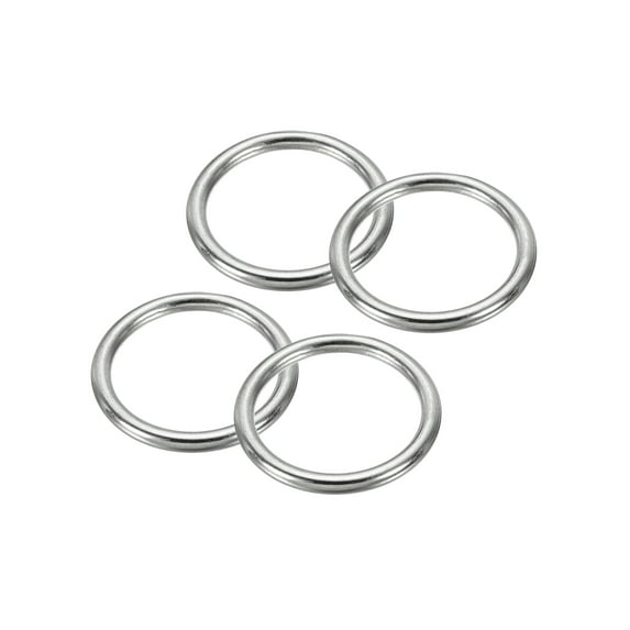 Uxcell 1.6" Seamless Metal O Rings, 4 Pack 304 Stainless Steel O-Ring Solid Round Rings for Macrame, DIY Craft, 5x40mm