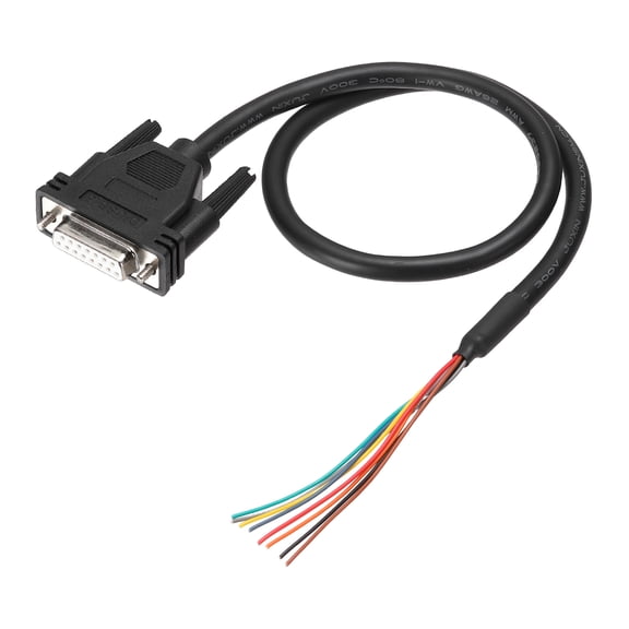 Uxcell 1.6 ft 26AWG DB15 Female Connector to Bare Wire END RS232 15-Pin