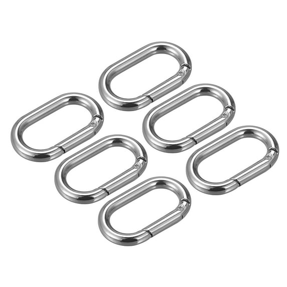 Uxcell 1.61 Inch Spring Oval Ring Round Snap Clip Trigger for Bag Purse Keychain, 6Pack Silver