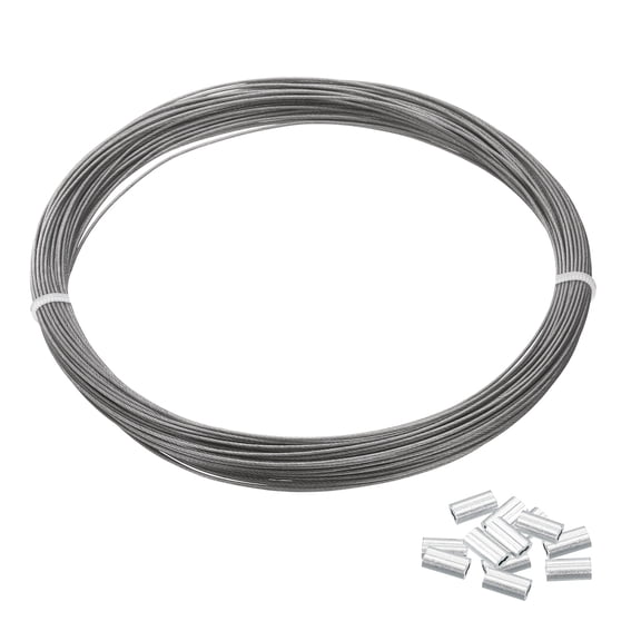 Uxcell 1/64" Wire Rope Vinyl Coated 66ft Steel Wire Cable Transparent