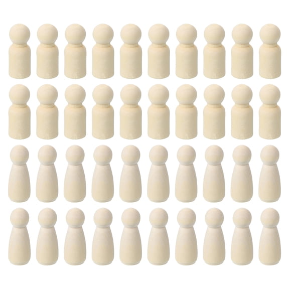 Uxcell 1.69" Height Wooden Pegs Dolls, 52Pcs Wood Pegs People Dolls