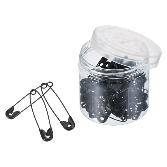 Uxcell 1.69 Inch Metal Sewing Pins Safety Pins with Box for Office Home Black 120 Pack