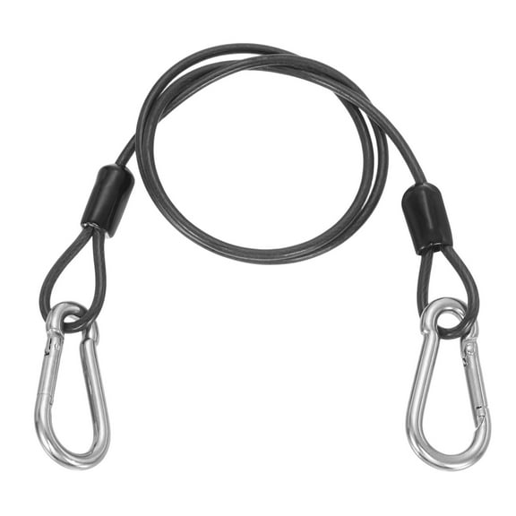 Uxcell 1.6ft (19.7") Security Steel Cable with Snap Hook, 1Pcs Coated Flexible Double Loop Wire Rope Bike Cable Lock Security Chain for Outdoor Travel Luggage, Gun Gray