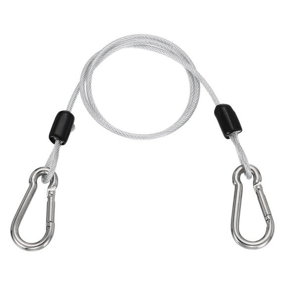 Uxcell 1.6ft (19.7") Security Steel Cable with Snap Hook, 1Pcs Coated Flexible Double Loop Wire Rope Bike Cable Lock Security Chain for Outdoor Travel Luggage, Clear