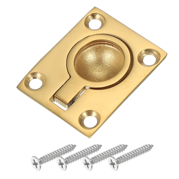 Uxcell 1-7/8"x1-1/2" Flush Pull Ring Handles Square Recessed Door Pull Hidden Boat Hatch Latch,Gold