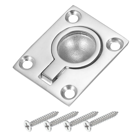 Uxcell 1-7/8"x1-1/2" Flush Pull Ring Handles Square Recessed Door Pull Hidden Boat Hatch Latch,Silver