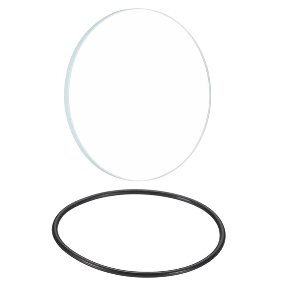 Uxcell 1.7" Dia Polished Edge Round LED Lens Flashlight Glass Lens with Silicone Ring Transparent Black