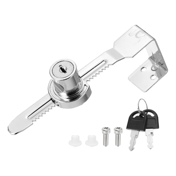 Uxcell 1.7" Sliding Glass Door Ratchet Lock, Keyed Alike Secure Showcase Display Case Lock - No Drill, for 30-40mm/ 1.18-1.57 inch Cabinet Stores Glass Door, Silver