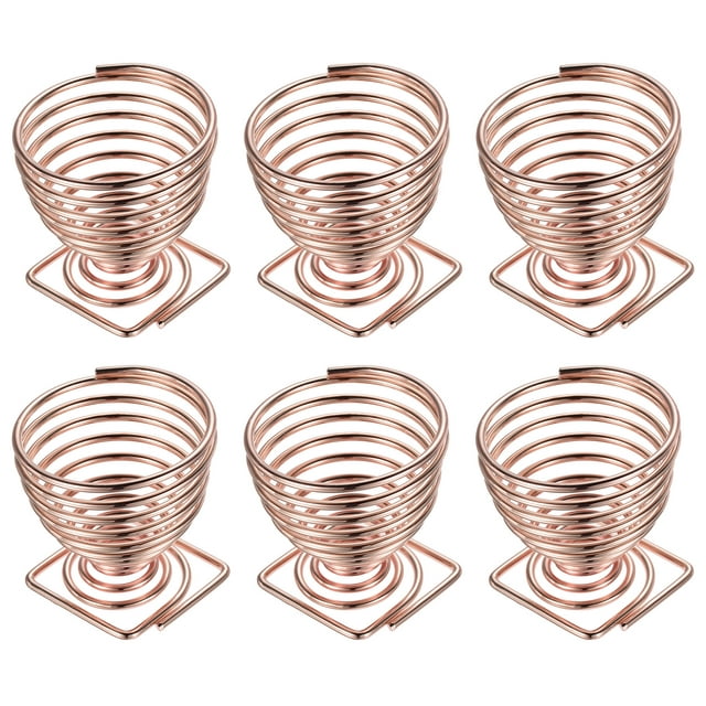 Uxcell 1.7" x 1.7" x 2" Air Plant Holder, 6 Pack Plant Stand Rack Pot Containers for Home Wedding, Rose Gold