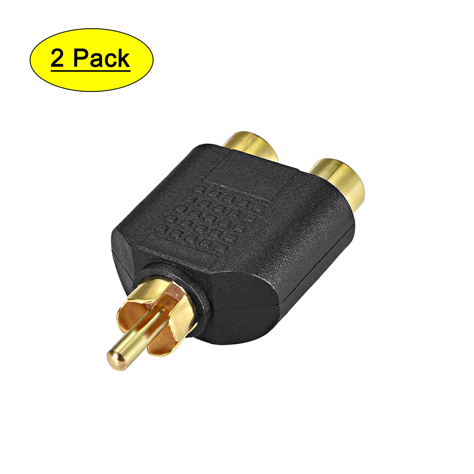 Uxcell 1.73''x1.02''x0.51'' RCA Male to 2 RCA Female Connector Stereo ...