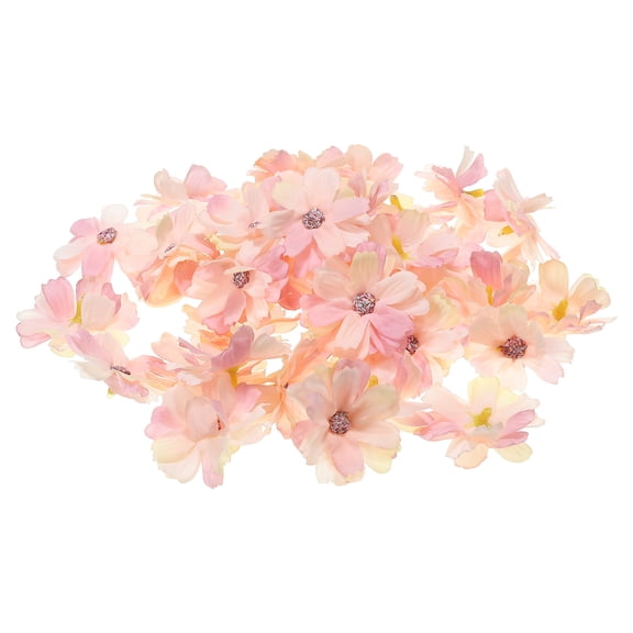 Uxcell 1.77" Artificial Multi-layered Flower Heads, 50 Pack Silk Multi-layered Fake Heads for DIY Craft, Light Pink