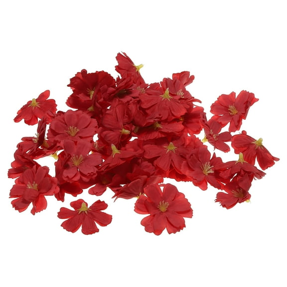 Uxcell 1.77" Artificial Plum Blossom Flower Heads, 30 Pack Silk Plum Blossom Fake Heads Red